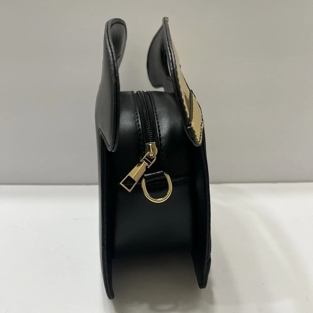 Retro Telephone Handbag Black Gold Crossbody Detachable Strap Gold Hardware 9x10